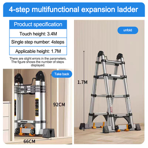 Thang xếp đa năng bằng hợp kim nhôm dày, kiểu xương cá, thang xếp chữ A bằng hợp kim nhôm - Product Image 5