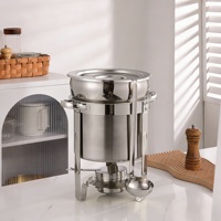 Chauffe-soupe professionnel Orix en acier inoxydable 201, 7L/11L, à alcool, argenté, pour buffet, maintien au chaud 50-70°C, service de soupes et bouillies