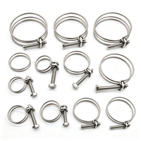 Stainless Steel Double Wire Hose Clamp Heavy Duty Double Wire Tube Fastener Adjustable Screw Type for Marine Agricultural