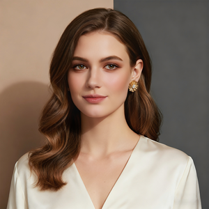 Elegant <strong>Daisy</strong> Shaped Yellow GoldStud Earrings for Women Cute Party Trend <strong>Jewelry</strong> Made of Brass - Product Image 4