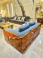 Canapé d'angle de style italien haut de gamme en acier inoxydable, léger, modulaire de luxe pour plusieurs personnes, ensemble de salon pour villa