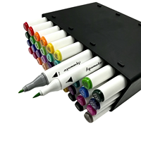 Ensemble de 40 marqueurs d'art à double pointe, à base d'eau, avec pinceaux et pointes fines, fournitures artistiques, papeterie pour le dessin, l'esquisse et la coloration