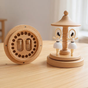 Деревянная шкатулка-карусель для детских молочных зубов с индивидуальным логотипом, органайзер для хранения, подарок на память о росте ребенка, оптовая продажа - Product Image 3