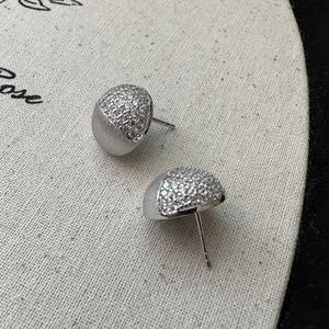 Italian Brushed Micro-Inlaid S925 Pure Silver Stud Earrings Retro European American Style <b>Simple</b> Ear Accessories - Product Image 5