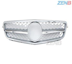 Rejilla de malla plateada <span class=keywords><strong>W204</strong></span> SL para <span class=keywords><strong>Mercedes</strong></span> Benz <span class=keywords><strong>Clase</strong></span> <span class=keywords><strong>C</strong></span> 2007-2014, marco cromado y moldura de repuesto para la rejilla del parachoques delantero - Product Image 1