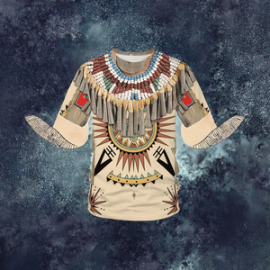 Camiseta de Satén con Diseño 3D de Indio Americano para Hombre, 100% Poliéster, Cuello Redondo, Manga Corta, Estilo Casual Elegante, 180g, Diseño Liso con Servicio OEM - Product Image 2