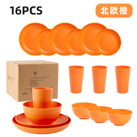 Vaisselle en plastique de qualité alimentaire 16 pièces ensemble de vaisselle en plastique multicolore avec paille de blé pour la cuisine