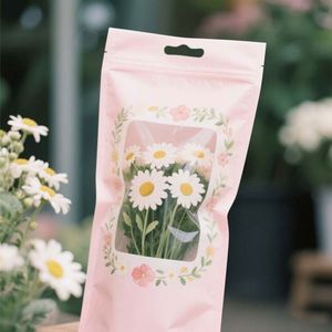 Sacs d'emballage en plastique imprimés sur mesure avec pochette refermable avec fenêtre pour la nourriture de thé de fleur de bonbon - Product Image 2