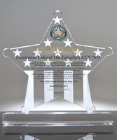 Trophée étoile en acrylique transparent gravé sur mesure, design multi-étoiles, récompense pour la reconnaissance à la retraite et les honneurs militaires