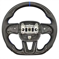 Volante Deportivo Personalizado de Cuero con Base Plana de Fibra de Carbono para Jeep Wrangler JK JL KL Grand Cherokee 2011-2017