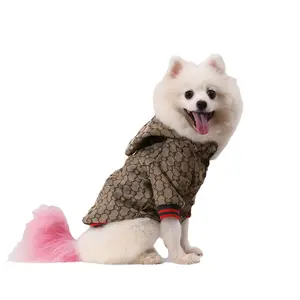 Toptan lüks Pet giysi için moda kahverengi köpek giysileri kış Pet ceket yavru Teddy Hoodie kedi köpek ceket