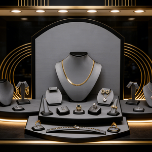 Ensemble de présentoirs à bijoux en cuir personnalisés, ensembles de présentoirs à bijoux pour les comptoirs de magasins de détail - Product Image 4