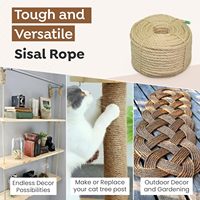 Miaupro Corde en sisal 1/4 x 100 pi (6 mm x 30 m) pour remplacement de griffoir pour chat, sans danger pour les animaux, non toxique, naturelle, ultra durable
