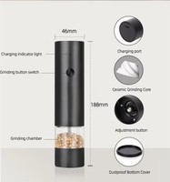 Ensemble moulin à sel et à poivre intelligent, automatique, à piles, écologique, électrique, en plastique, avec mécanisme poussoir-tiroir