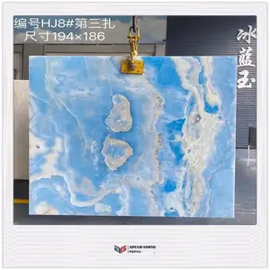 Apulo Hot Sale Blue Onyx Marble Price Polished Slab Blue Onyx For Background Wall
