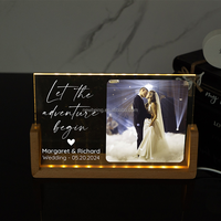 Affichage personnalisé de photo de mariage, cadre photo acrylique avec lumière LED, cadeaux de mariage personnalisés