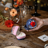 Boîte à fleurs éternelles en forme de coeur pour bijoux pour la fête des mères saint valentin carré Rose fleur cadeau anneau collier boîte de rangement