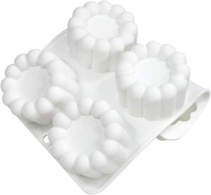 6 Cavity 3D Round Flower Mousse Cake Mold Aromatherapy Candle Silicone Mold Paper Cupcake Baking Mold - Product Image 5