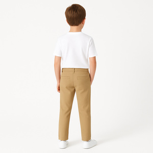<span class=keywords><strong>Pantalon</strong></span> <span class=keywords><strong>chino</strong></span> pour garçons de marque propre, uniforme scolaire, 100% coton, taille élastique, coupe slim, long, déchiré - Product Image 4