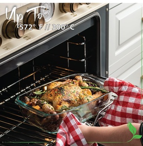 Plat à four en verre avec couvercle haut - Ustensile de cuisson compatible micro-ondes, four et lave-vaisselle - Product Image 3