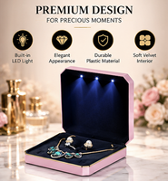 Boîte à bijoux octogonale en plastique avec éclairage LED, multicolores, pour présentation complète de bijoux, vente en gros