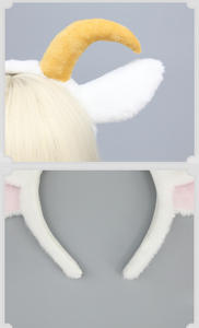 Cosplay Dierlijke Rekwisieten Lamsoren Hoofdband Schattige Pluche Schapenhaar Hoepel Halloween Cosplay Dier Witte En Zwarte Geitenhoofdtooi - Product Image 6