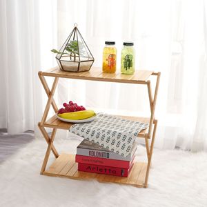 Étagère de rangement en bois de bambou, 4 niveaux, pliable, multifonctionnelle, pour la maison et l'extérieur - Product Image 1