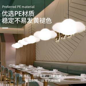 โคมไฟระย้า LED รูปทรงเมฆ พร้อมรีโมทคอนโทรล เปลี่ยนสีได้ 7 สี สไตล์เกาหลี โคมไฟห้อยเพดานรูปเมฆสีขาว PE สำหรับห้องนอน - Product Image 5