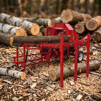 Processeur de bois de chauffage 35 tonnes pour usage domestique avec convoyeur de déchargement et plateau à chaîne, processeur de bûches hydraulique