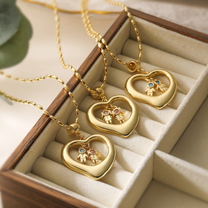 2025 breloque plaqué or 18 carats Zircon coeur garçon <span class=keywords><strong>et</strong></span> fille <span class=keywords><strong>pendentif</strong></span> collier frères <span class=keywords><strong>et</strong></span> soeurs Couples collier pour femmes - Product Image 1