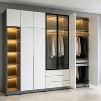Armoire en bois MDF personnalisable et durable, mobilier de chambre moderne et minimaliste, grande capacité pour dressing, hôtel/villa