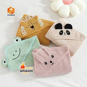 wholesale Hot Sale Super Breathable Soft Cartoon fancy animal design 100% cotton hooded baby towels