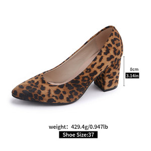 Nouvelle conception de chaussures à talons hauts sexy pour femme, luxe, bout rond fin, <span class=keywords><strong>en</strong></span> daim synthétique, imprimé léopard, talon épais K9913 - Product Image 5