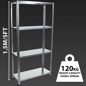 Étagère d'entrepôt en tôle galvanisée sans boulons à 4 niveaux, <span class=keywords><strong>hauteur</strong></span> réglable, capacité de 1000 kg, protection contre la corrosion, métal durable - Product Image 5
