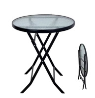 Tables de salle à manger pliantes portables en métal et verre trempé, carrées et rondes, pour extérieur, jardin, hôtel, patio, café, restaurant, fête, banquet, événement