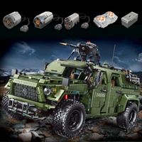 Modèle de véhicule tout-terrain RC 4015 en 6 pièces, SUV, voiture militaire Hummer blindée, blocs de construction électroniques, jouet de construction 1:18