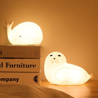 Dessin animé Silicone rvb veilleuse créative décorative chevet cadeau pour enfants Rechargeable USB puissance Sealion forme chambre décor