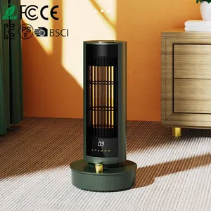 Calentador de aire portátil para habitación, ventilador pequeño de 14 pulgadas con giro automático, 1200W, PTC, de viento caliente y frío