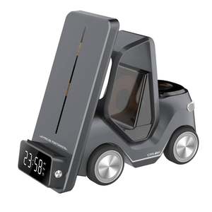 Bobine d'alignement automatique JEDI 5 en 1 conception de voiture bureau charge rapide chariot élévateur chargeur de téléphone sans fil avec horloge - Product Image 1