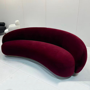 Canapé d'angle incurvé en tissu velours de style minimaliste moderne, canapé moelleux pour salon - Product Image 2