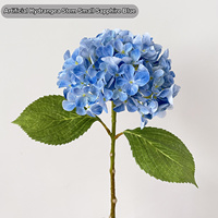 Vente en gros de tiges d'hortensias artificiels bleu saphir, fausse boule d'hortensia en soie de 46 cm pour la décoration de mariage et de la maison