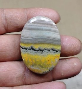 Pierre précieuse naturelle en jaspe jaune, cabochon ovale, pierre taillée pour la fabrication de bijoux anciens - Product Image 4
