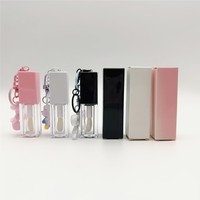 Tube de brillant à lèvres personnalisé avec logo, porte-clés pendentif, DIY, tube vide 5ml, conteneur transparent carré, tube de brillant à lèvres cosmétique