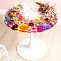Fleurs naturelles encastrées dans la résine Hôtel Café Table d'appoint Résine époxy Table à manger artisanale