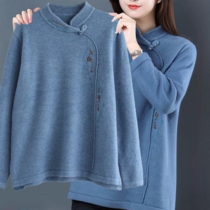 Women's Thickened Fleece-lined Retro Long Sleeve T-Shirt Pink Embroidered Autumn Winter Outerwear Base Layer M-4XL Anti-Pilling - Product Image 2