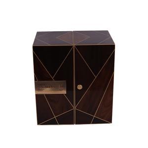 Caja de vino/<span class=keywords><strong>whisky</strong></span> de doble puerta personalizada-Elegante caja de almacenamiento de madera con diseño de marquetería, embalaje de regalo de lujo de alto brillo - Product Image 3