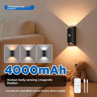 Lampe murale LED à détecteur de mouvement haut/bas, rechargeable par USB, sans fil, à induction, pour escalier, couloir, chambre