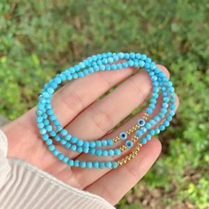 Bracelet en perles turquoise au design unique Tk-L033, bracelet œil bleu, bracelet en perles plaqué or, bijoux féminins, mode douce - Product Image 2