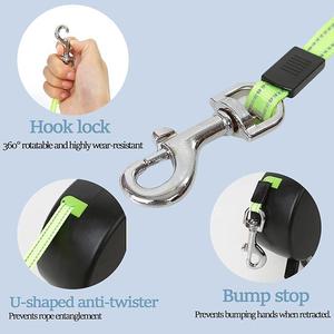 OEM nueva correa doble para perros sin enredos con correa retráctil de cabeza giratoria de 360 ° con linterna y caja de bolsa para caca accesorios para perros - Product Image 6