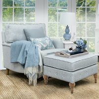 Fauteuil simple de style Hamptons traditionnel avec ottoman